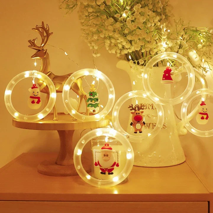 Cortina de Luces LED con Figuras Navideñas