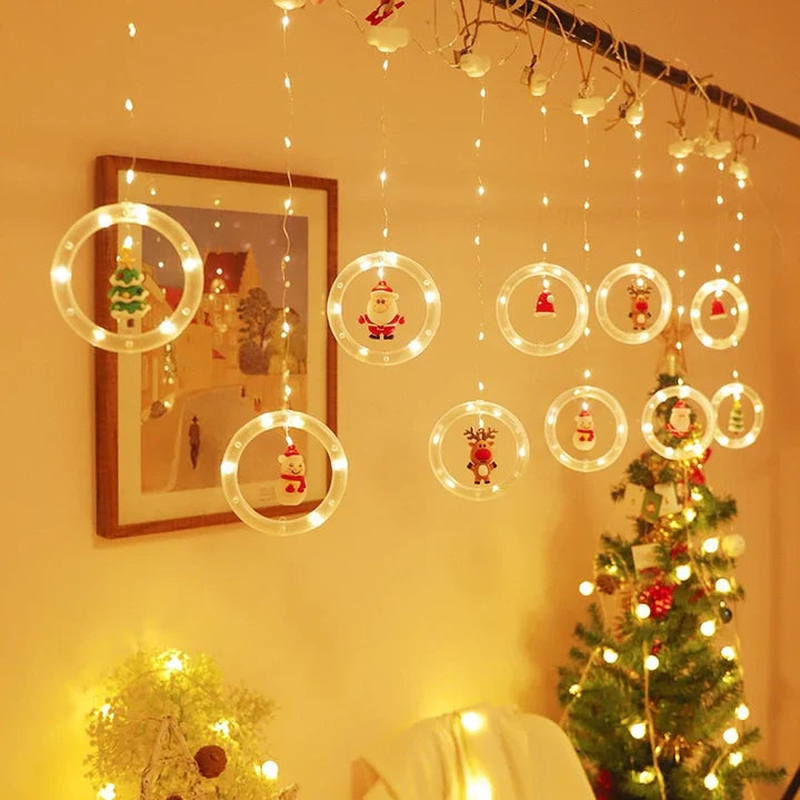 Cortina de Luces LED con Figuras Navideñas