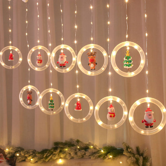 Cortina de Luces LED con Figuras Navideñas